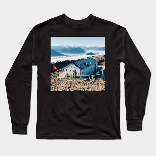 Swiss Alps - Rigi Kulm With Amazing Panorama on Clear Sunny Winter Day Long Sleeve T-Shirt by visualspectrum